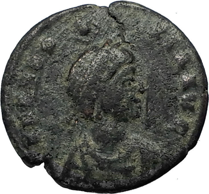 EUDOXIA Arcadius Wife 401AD Authentic Ancient Roman Coin VICTORY CHI-RHO i67502