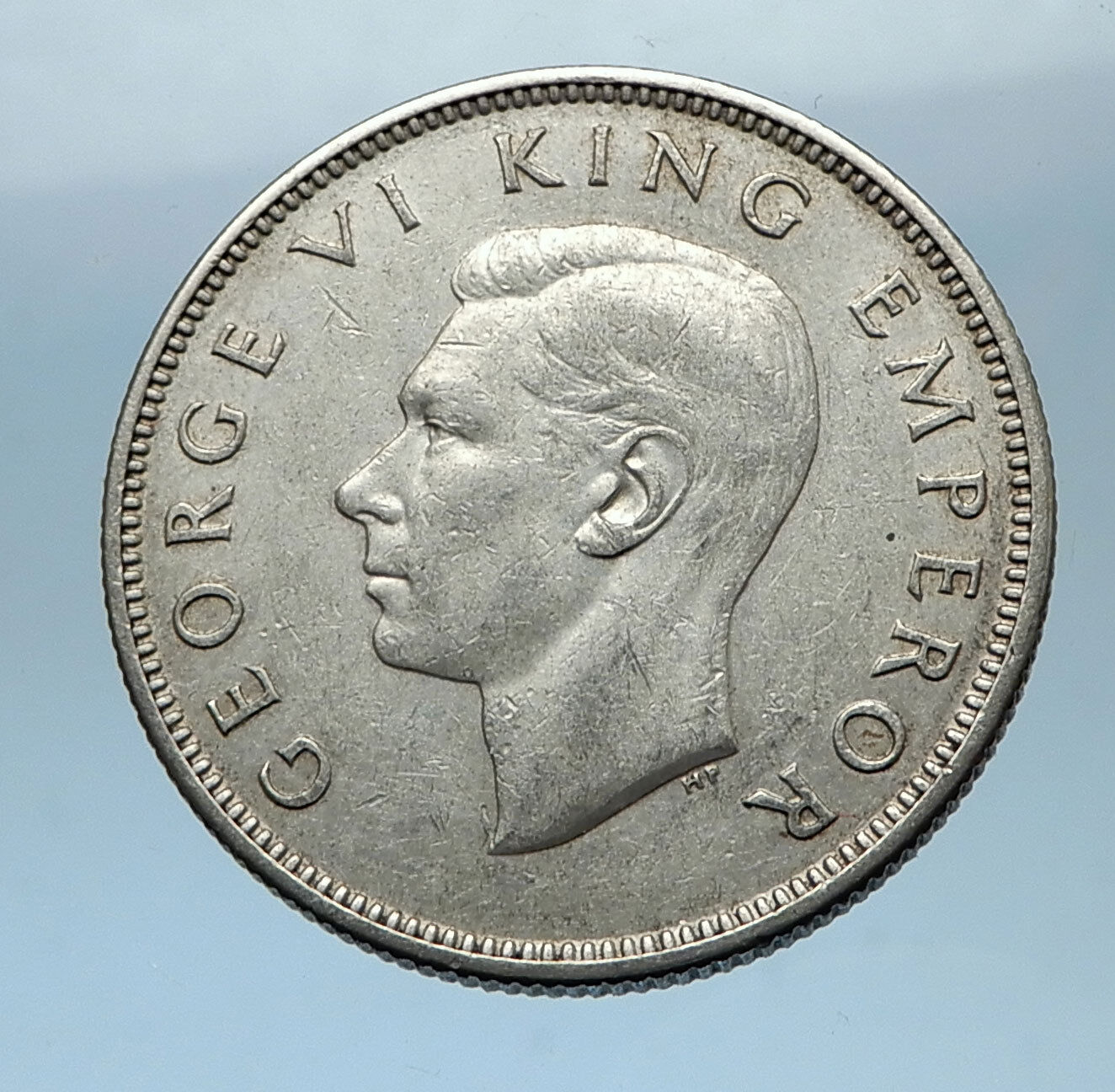 1937 NEW ZEALAND under UK King George VI Silver Florin Coin w KIWI BIRD i68319