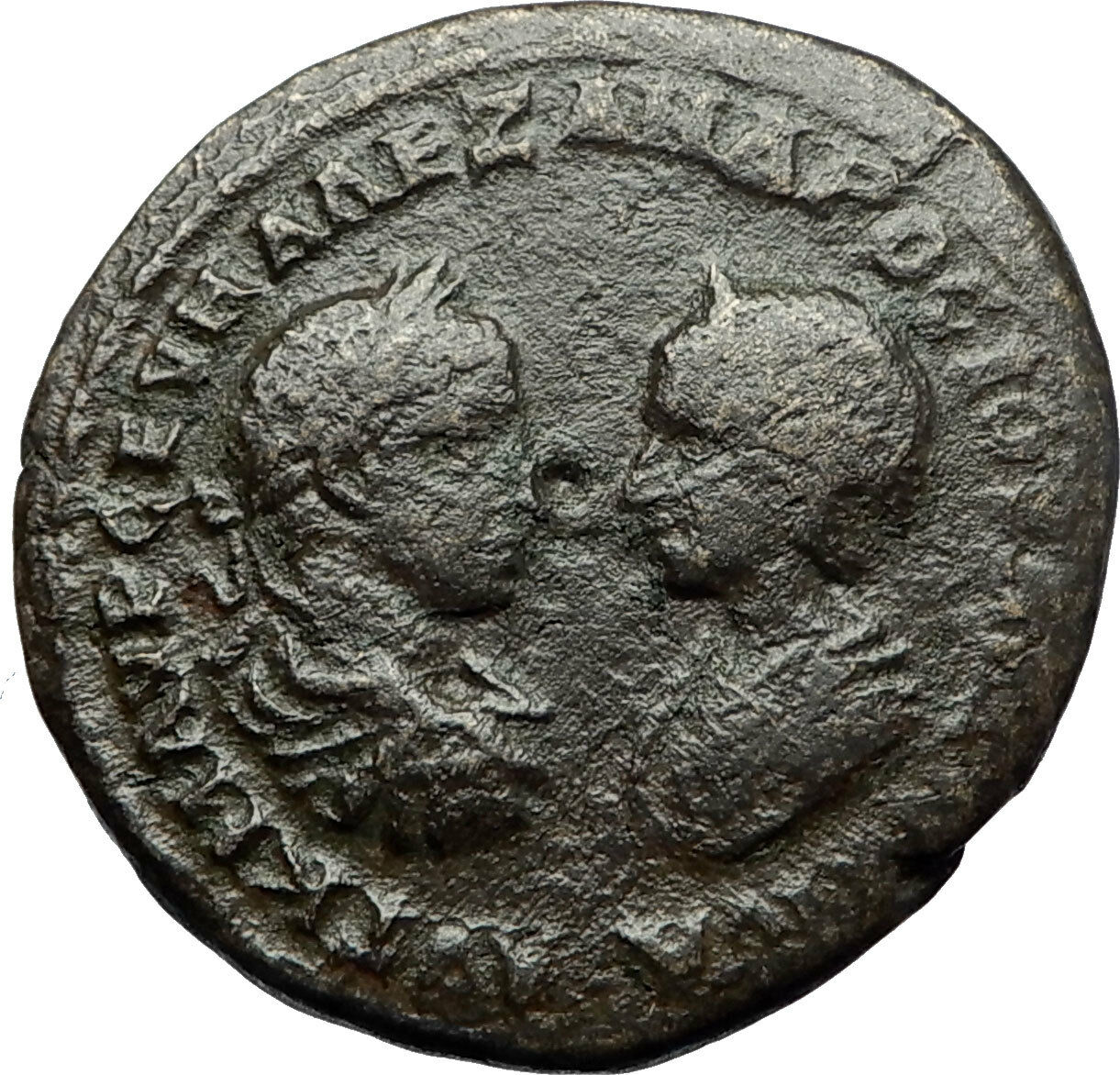 SEVERUS ALEXANDER & JULIA MAESA Ancient Marcianopolis Roman Coin w APOLLO i71120