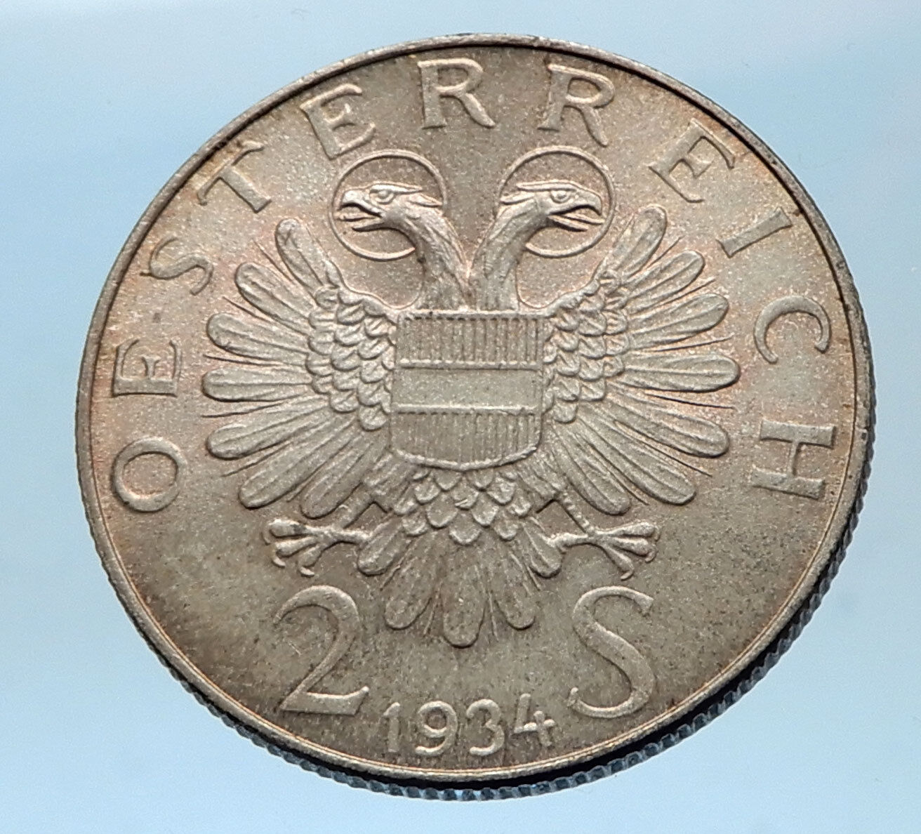 1934 Austria HERO Engelbert Dollfuss Genuine Silver Coin w Austrian Eagle i68578