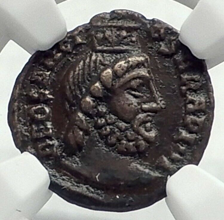 Ancient ROMAN Pagan FESTIVAL OF ISIS ? Ancient Coin w SERAPIS & NILE NGC i77381