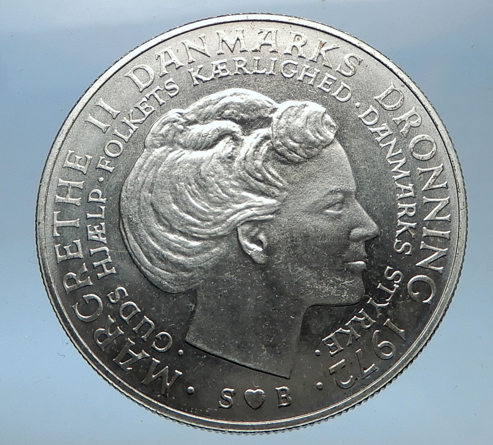 1972 DENMARK King Frederick IX & Queen Margrethe II Silver 10 Kroner Coin i68968