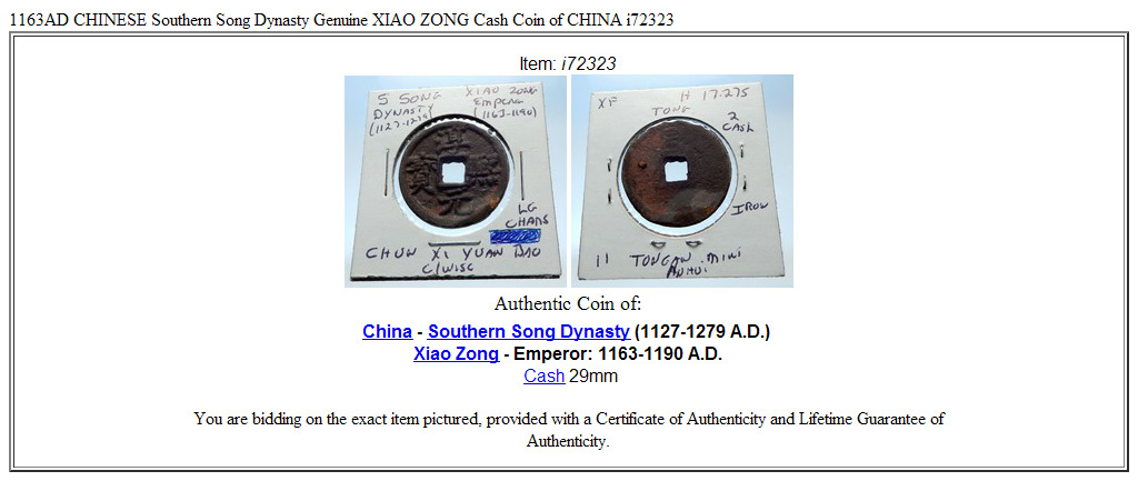 1163AD CHINESE Southern Song Dynasty Genuine XIAO ZONG Cash Coin of CHINA i72323