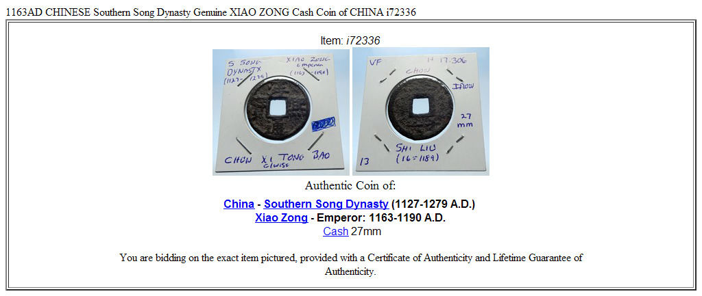 1163AD CHINESE Southern Song Dynasty Genuine XIAO ZONG Cash Coin of CHINA i72336