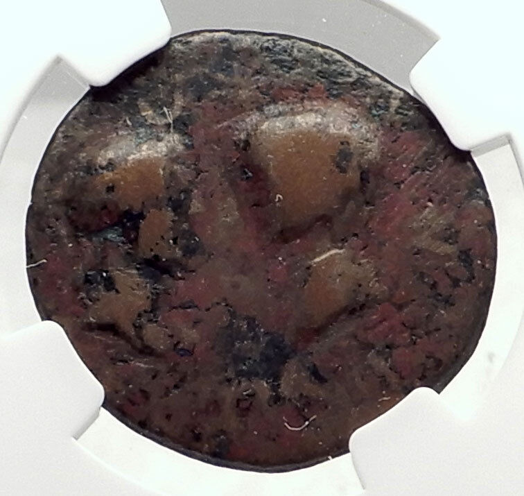 NERO & Wife Claudia Octavia 55AD Ancient Knossos Crete Roman Coin NGC i72743