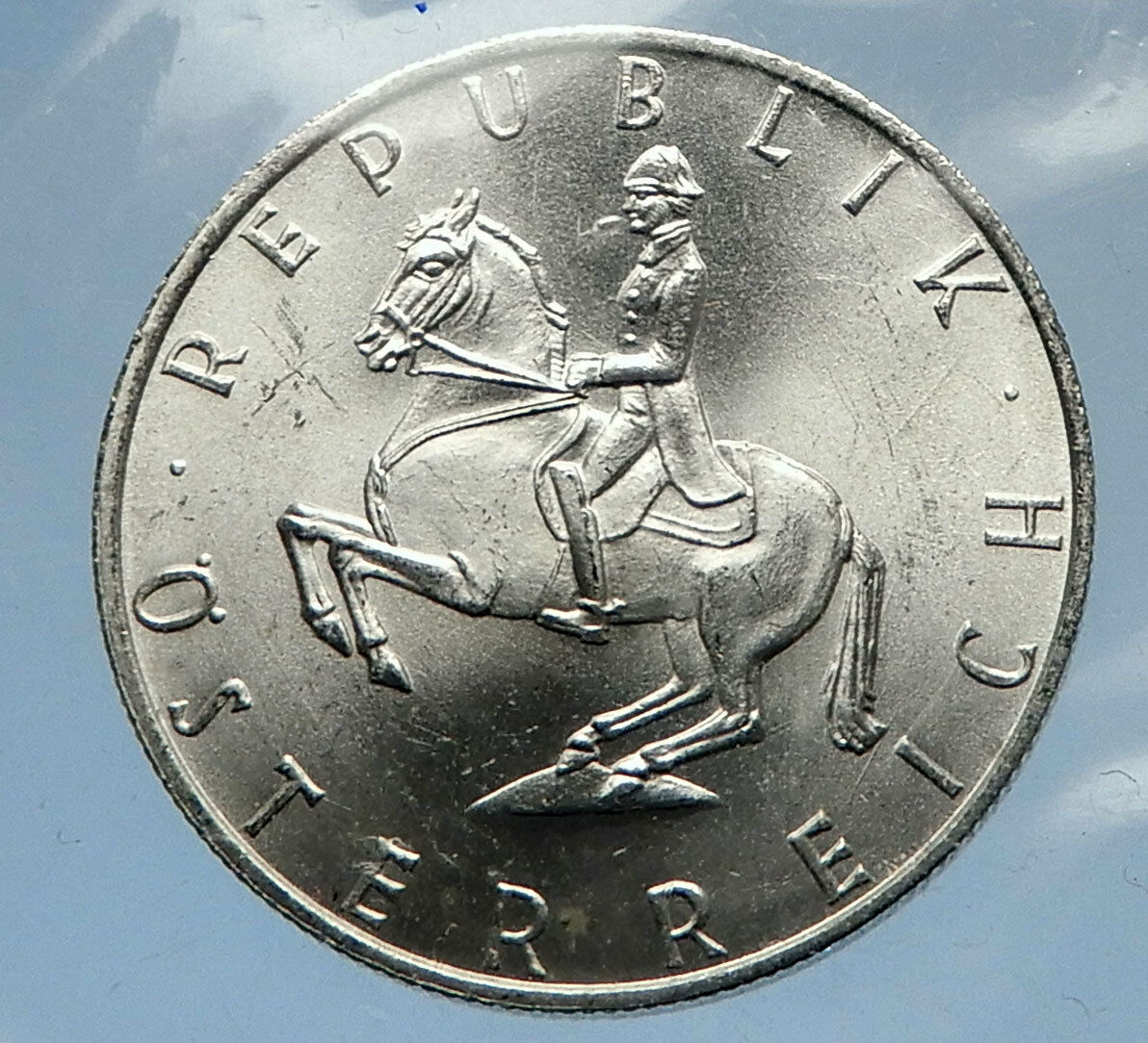 1965 AUSTRIA 5 Shilling Silver PROOF Coin Austrian w HORSE RIDER Spanish i69383