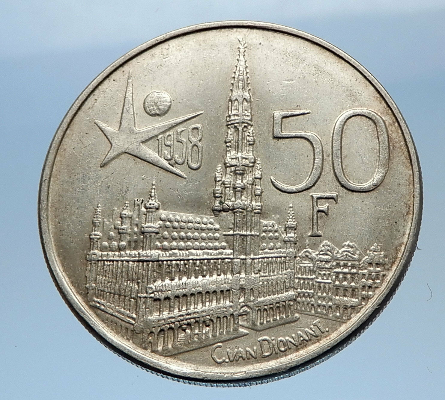 1958 BELGIUM - Silver 50 Francs Coin - BRUSSELS WORLD's FAIR 58 Baudouin i69612