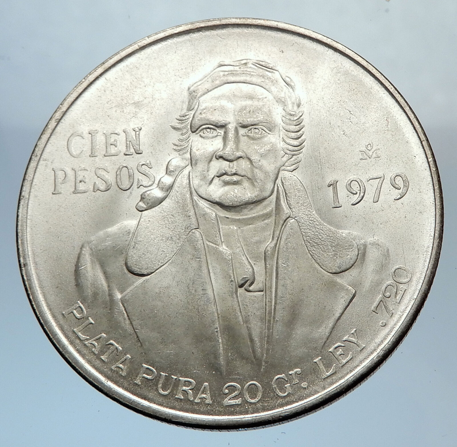 1979 Mexican Independence HERO Jose Maria Morelos Silver 100 Peso Coin i71391