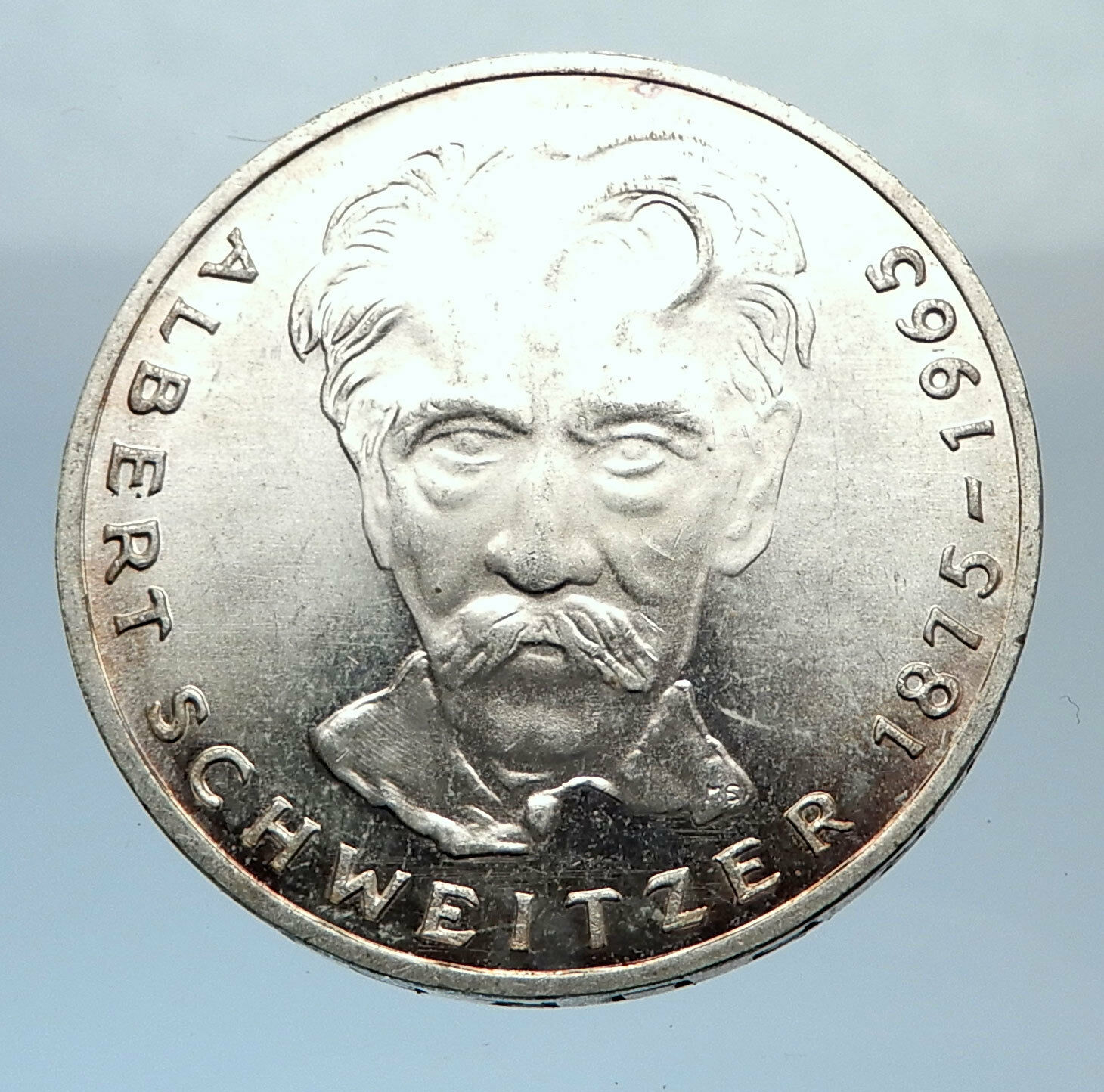 1975 GERMANY Silver 5 Mark Coin GERMAN Nobel Prize Hero Albert Schweitzer i71388