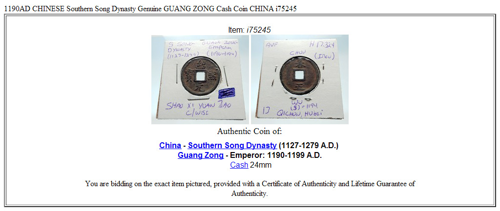 1190AD CHINESE Southern Song Dynasty Genuine GUANG ZONG Cash Coin CHINA i75245