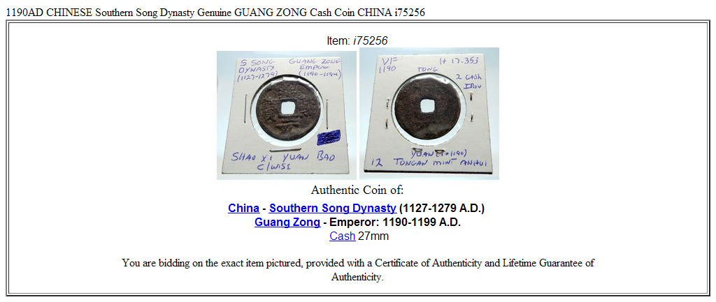 1190AD CHINESE Southern Song Dynasty Genuine GUANG ZONG Cash Coin CHINA i75256