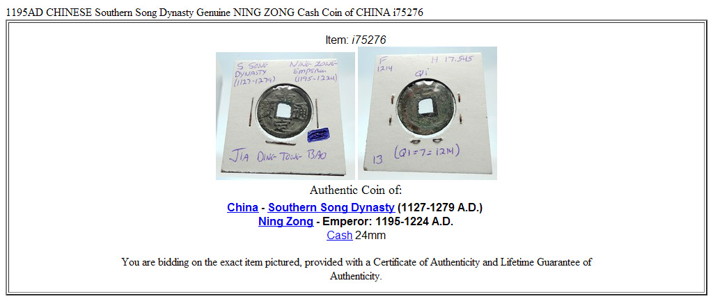 1195AD CHINESE Southern Song Dynasty Genuine NING ZONG Cash Coin of CHINA i75276