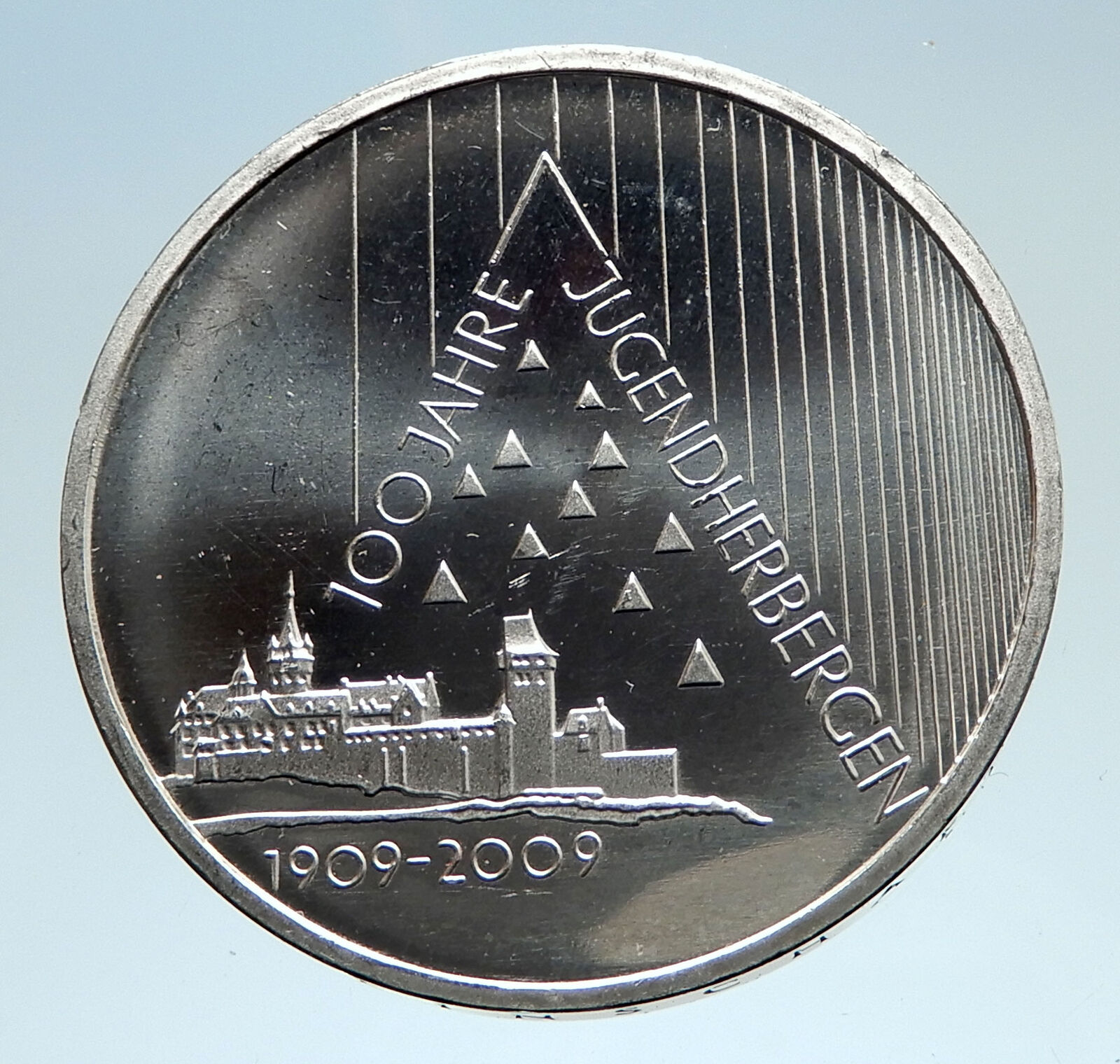 2009 GERMANY with Pyramid Theme Youth Hostels Genuine Silver 10 Euro Coin i75194