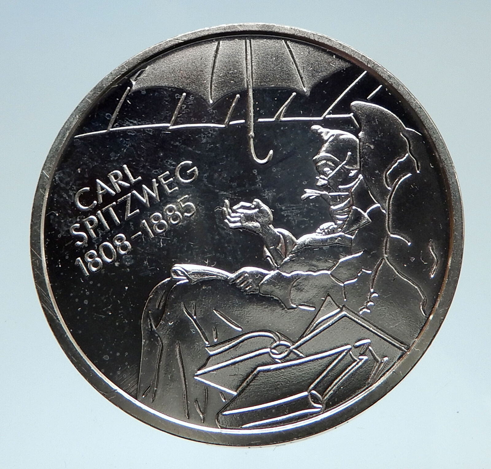 2008 GERMANY Painter & Artist Carl Spitzweg Proof Silver 10 Euro Coin i75163