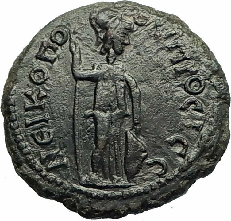 COMMODUS 177AD Nicopolis QUALITY Ancient Roman Coin ATHENA SHIELD i76093