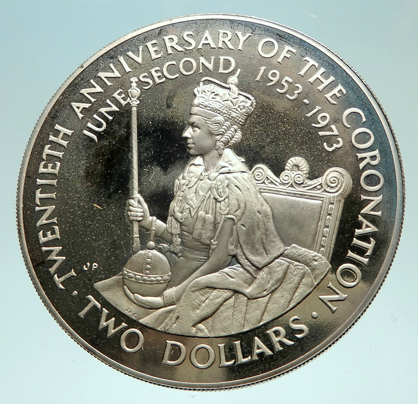 1973 COOK ISLANDS ELIZABETH II Coronation Proof Silver 2 Dollars Coin i76040