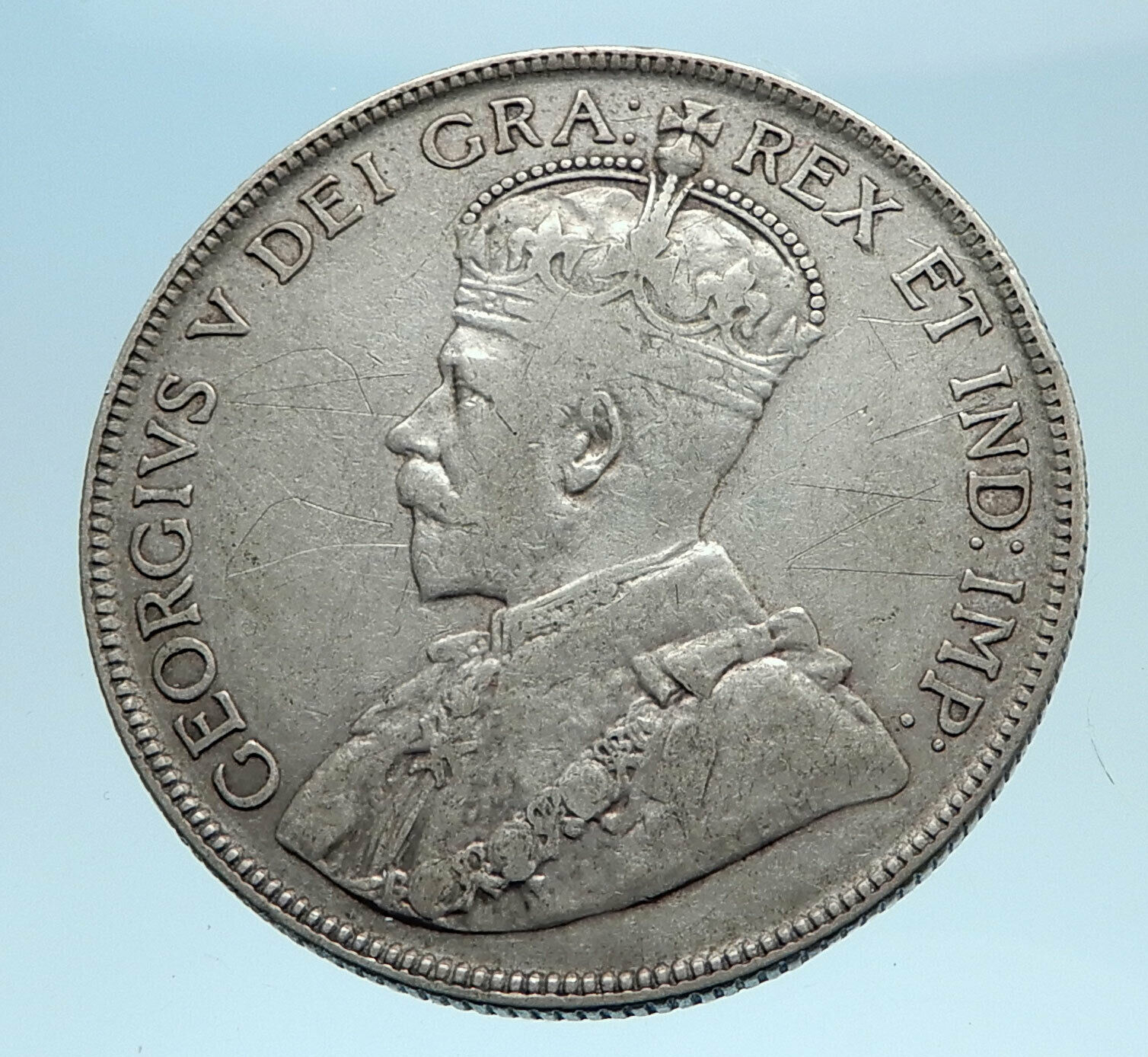 1918 CANADA - UK King George V - Authentic Original SILVER 50 CENTS Coin i77782