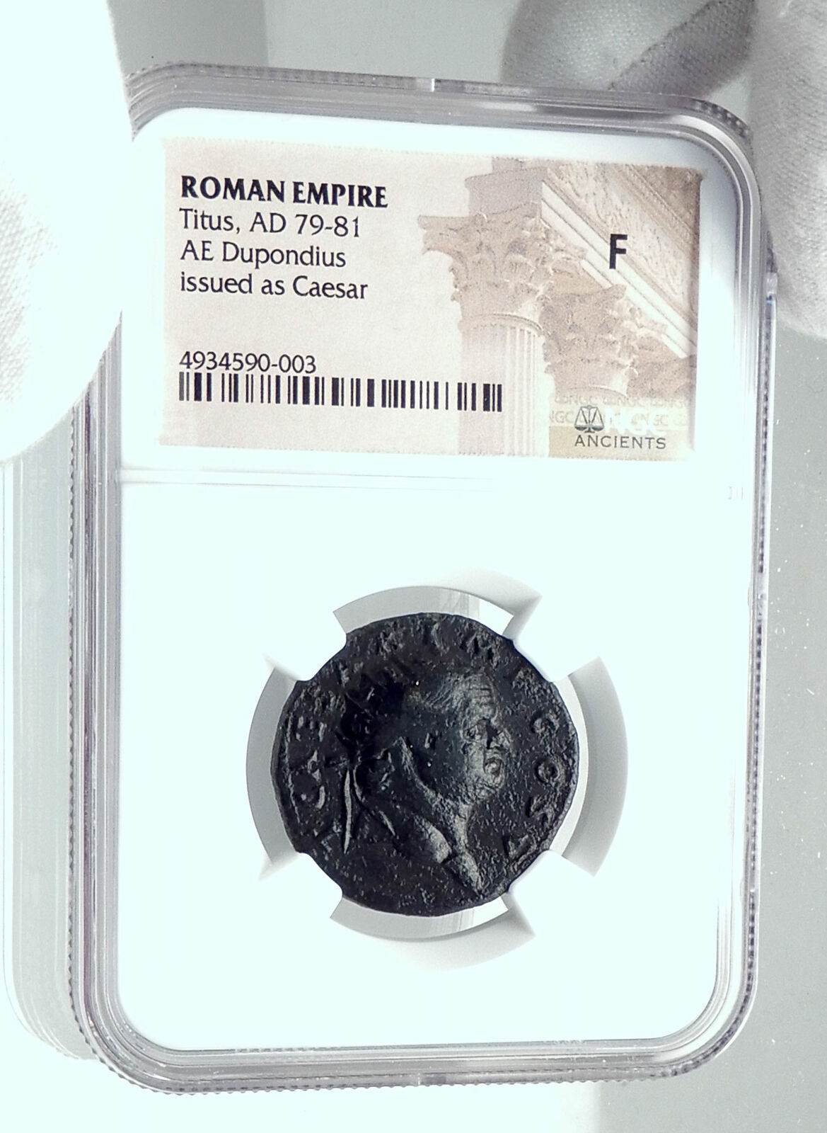 TITUS as Caesar Vespasian 76AD Rome Dupondius Ancient Roman Coin NGC i77646