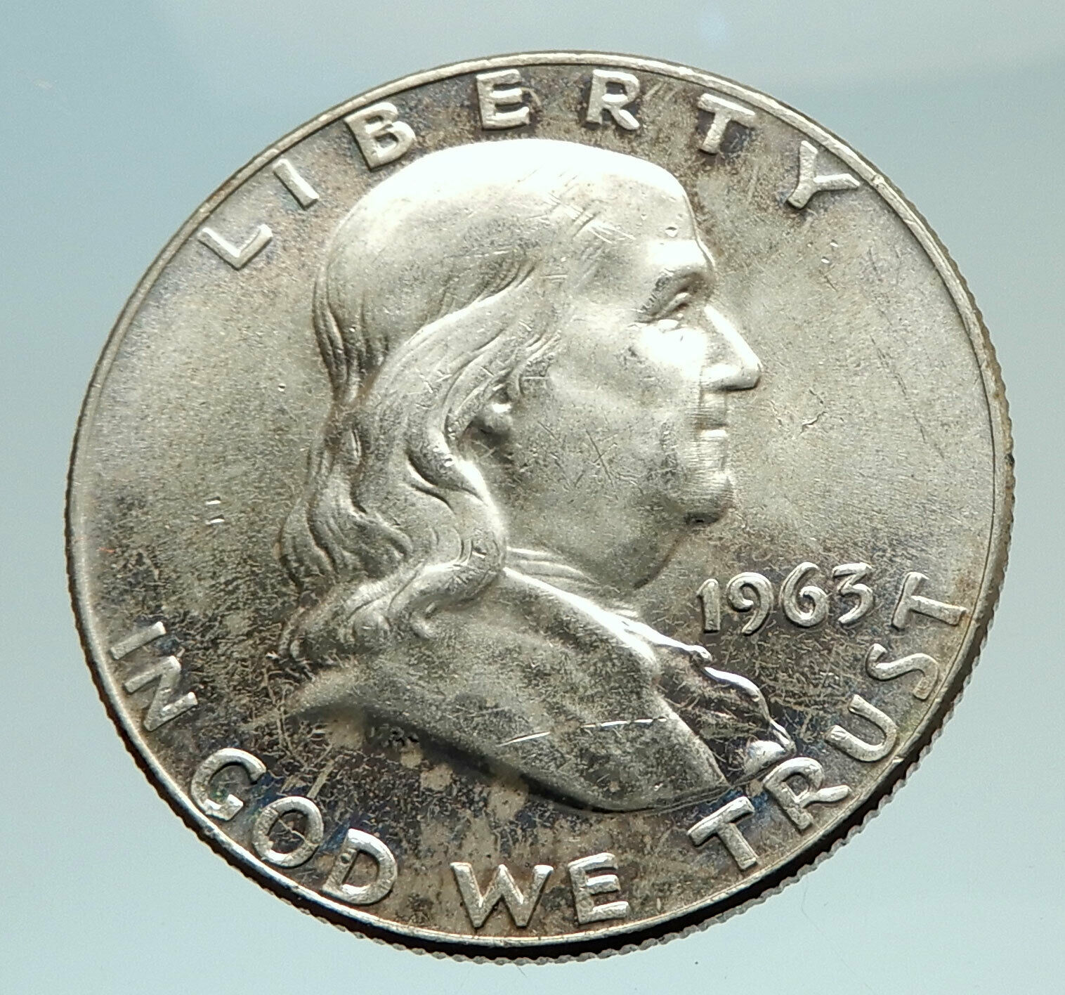 1963 US Benjamin Franklin Genuine Silver Half Dollar Coin LIBERTY BELL i77020
