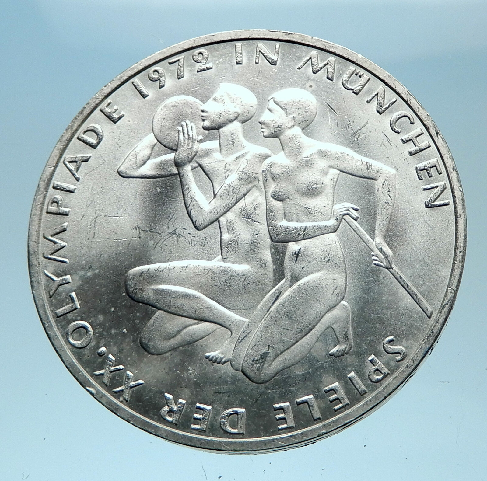 1972 Germany Munich Summer Olympics XX ATHLETES on 10 Mark Silver Coin i77944