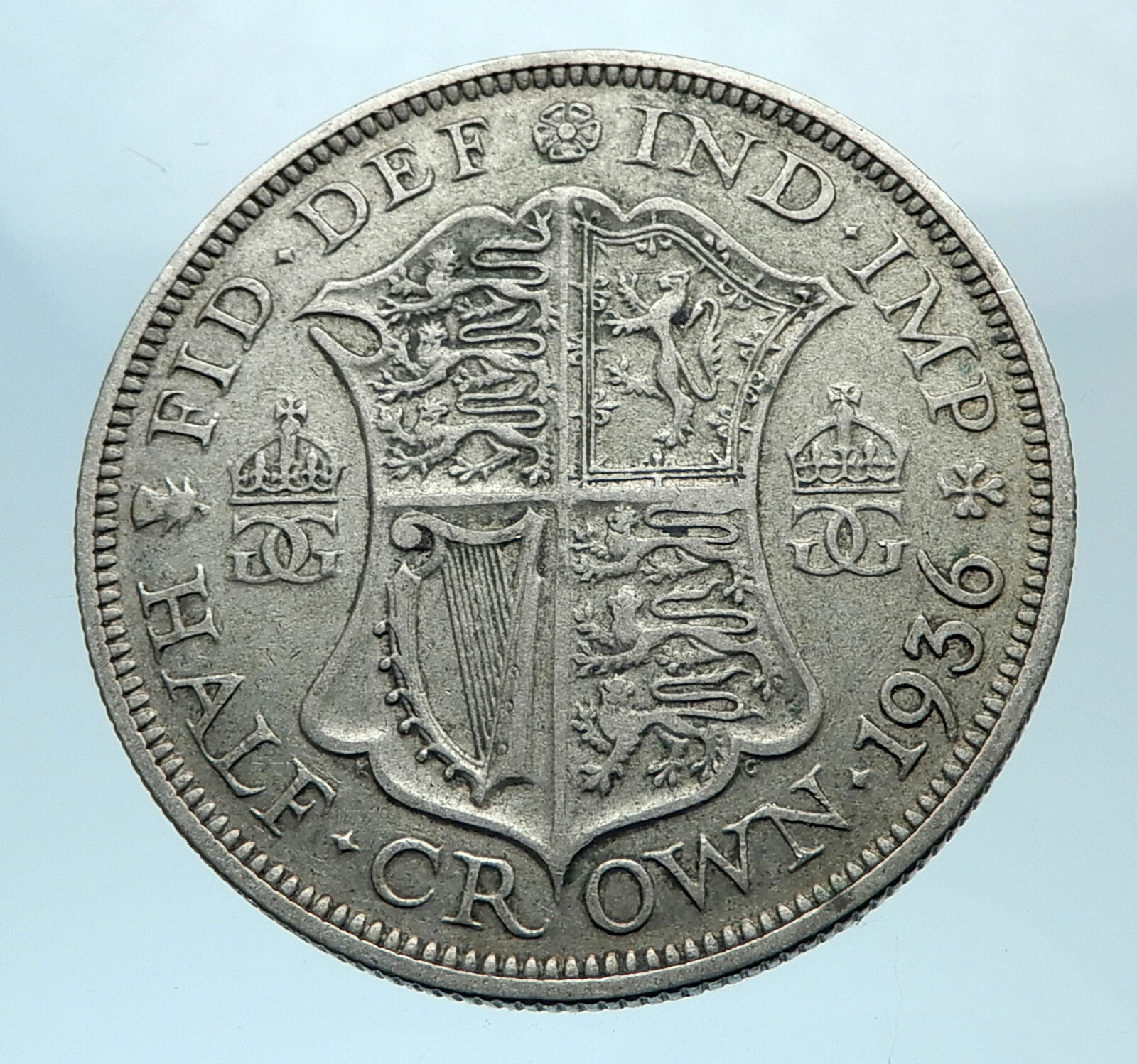 1936 Great Britain United Kingdom UK King GEORGE V Silver Half Crown Coin i78165