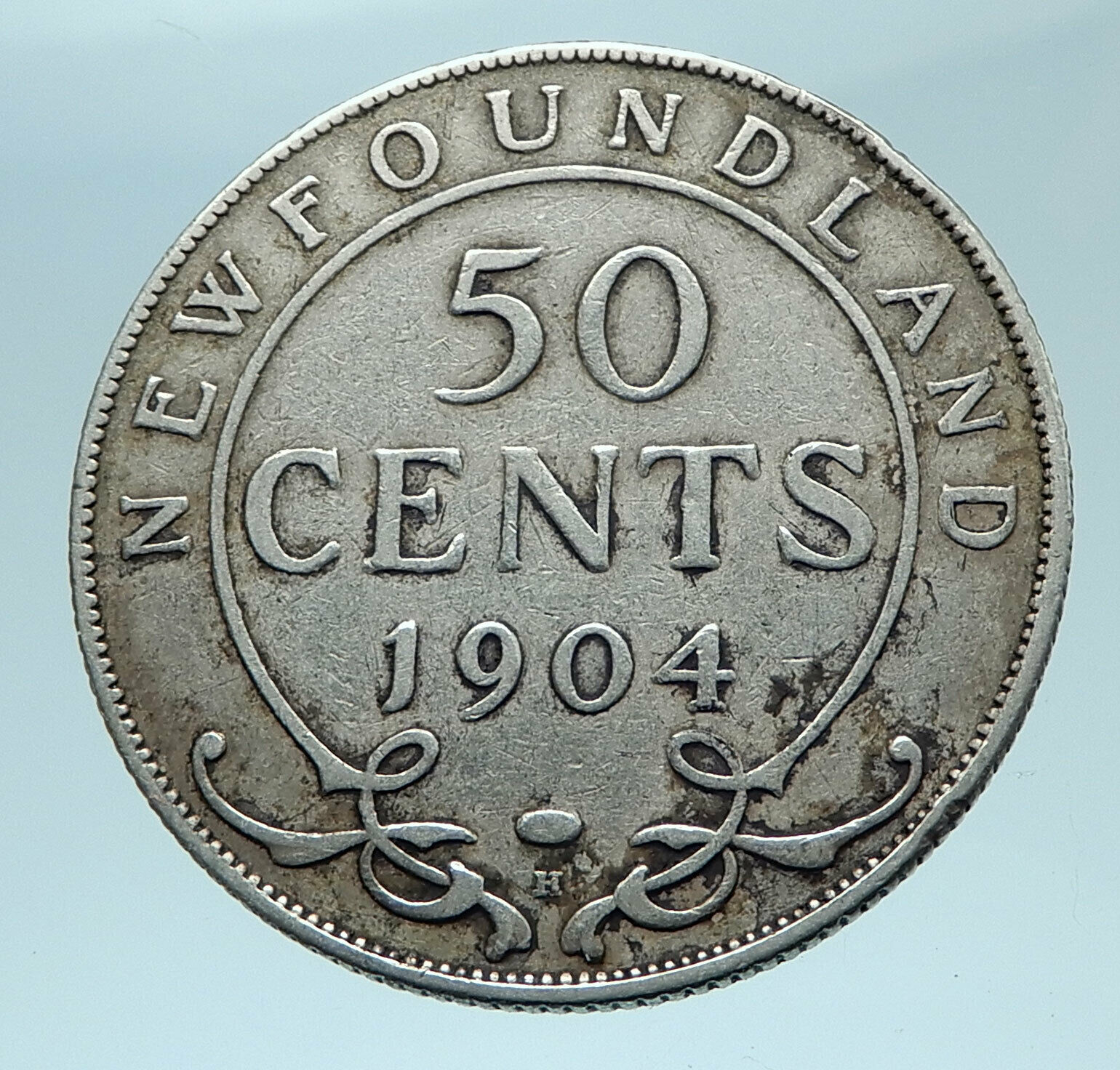 1904 CANADA Newfoundland Antique Silver 50 Cents Coin UK King Edward VII i78335