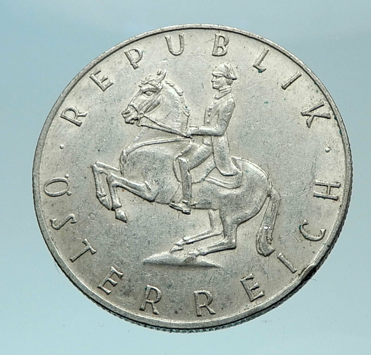 1961 AUSTRIA Spanish HORSE RIDER Genuine Silver 5 Shilling Austrian Coin i78784