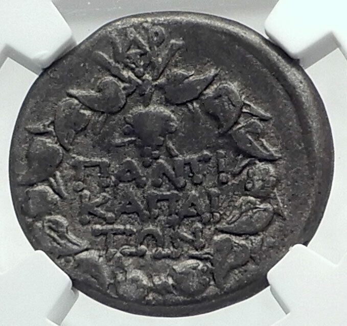 PANTIKAPAION in BOSPORUS 90BC Authentic Ancient Greek Coin w DIONYSUS NGC i79642