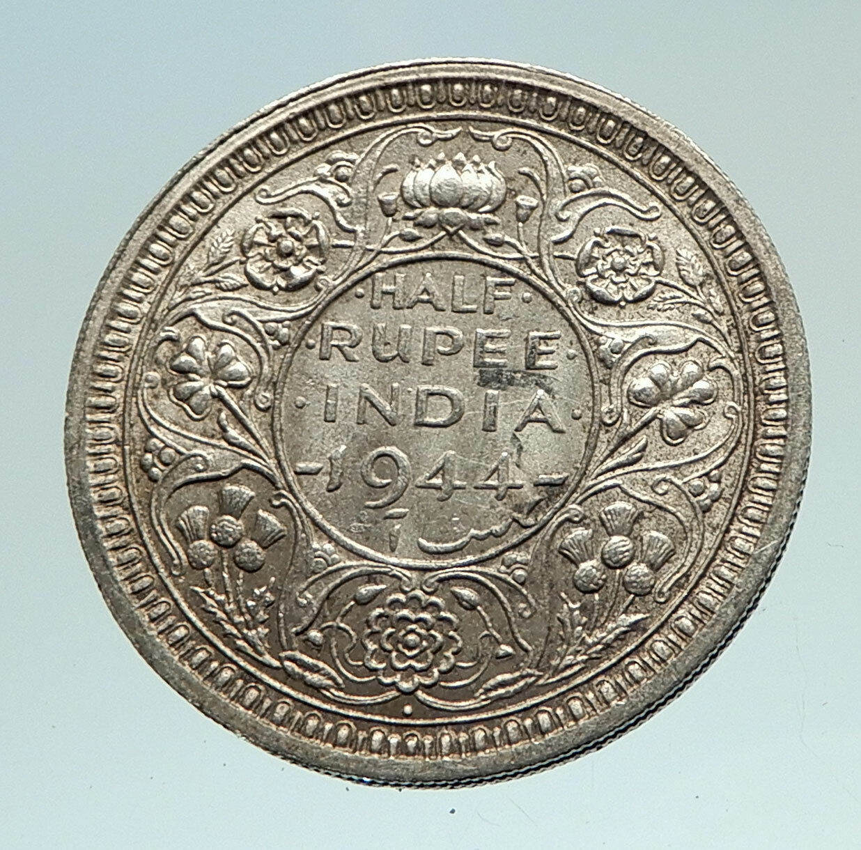 1944 INDIA States UK King George VI Genuine Silver 1/2 RUPEE Indian Coin i76968