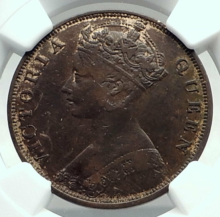 1877 HONG KONG British Colony Queen Victoria Genuine Antique Cent Coin i79815