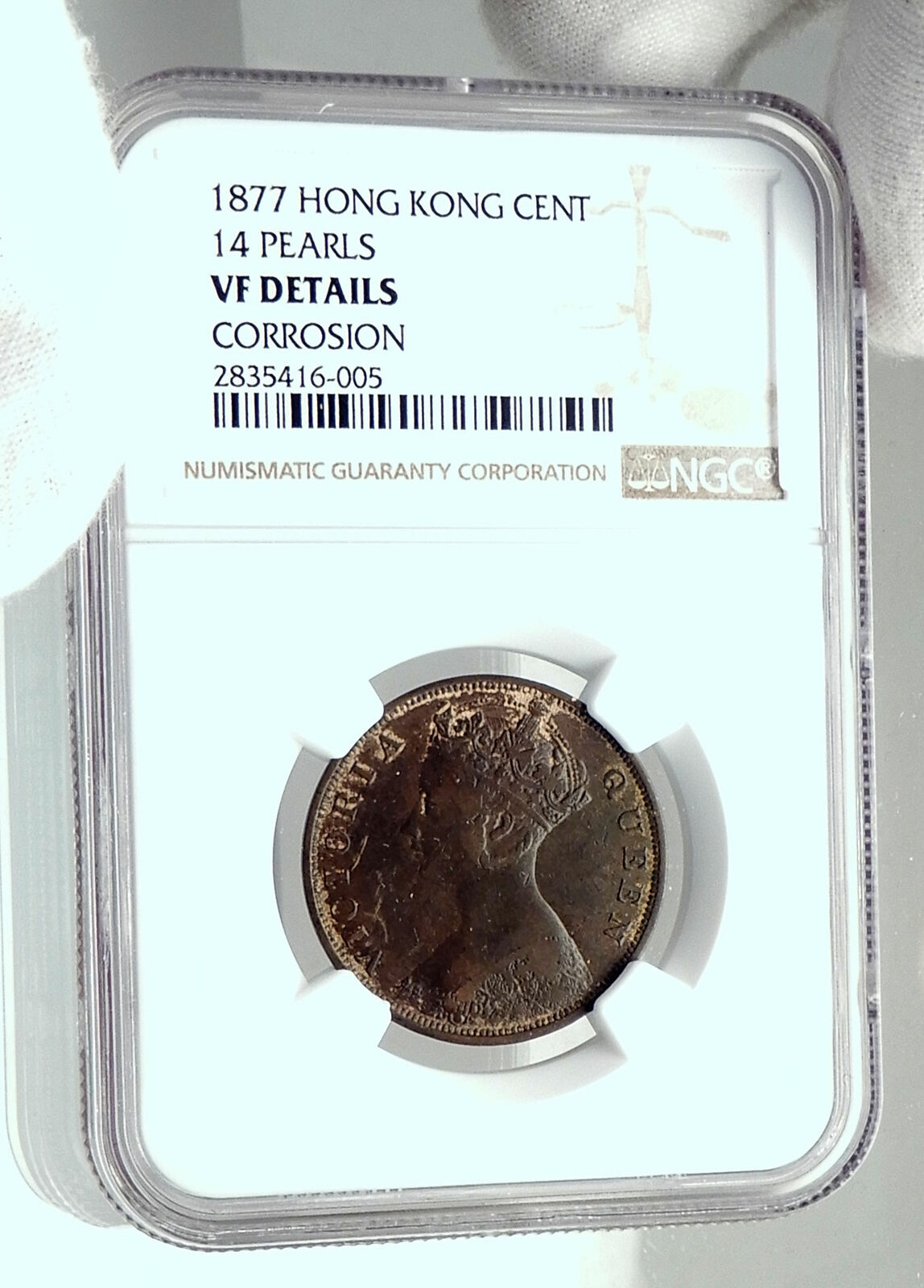 1877 HONG KONG British Colony Queen Victoria Genuine Antique Cent Coin i79815