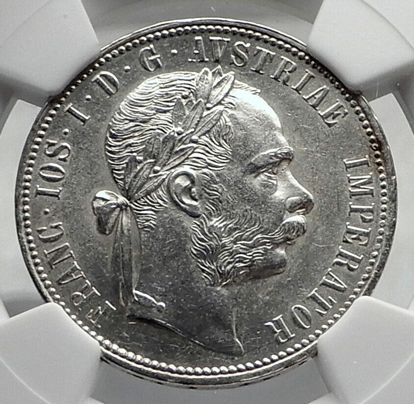 1880 AUSTRIA King FRANZ JOSEPH I Genuine Antique Silver Florin Coin NGC i79893