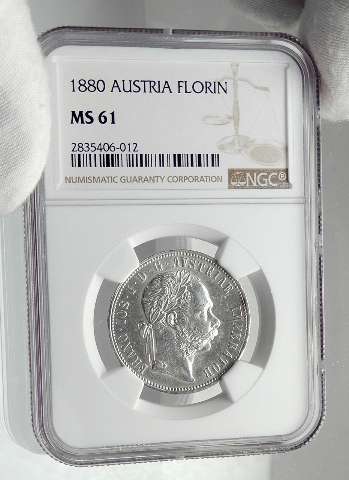 1880 AUSTRIA King FRANZ JOSEPH I Genuine Antique Silver Florin Coin NGC i79893