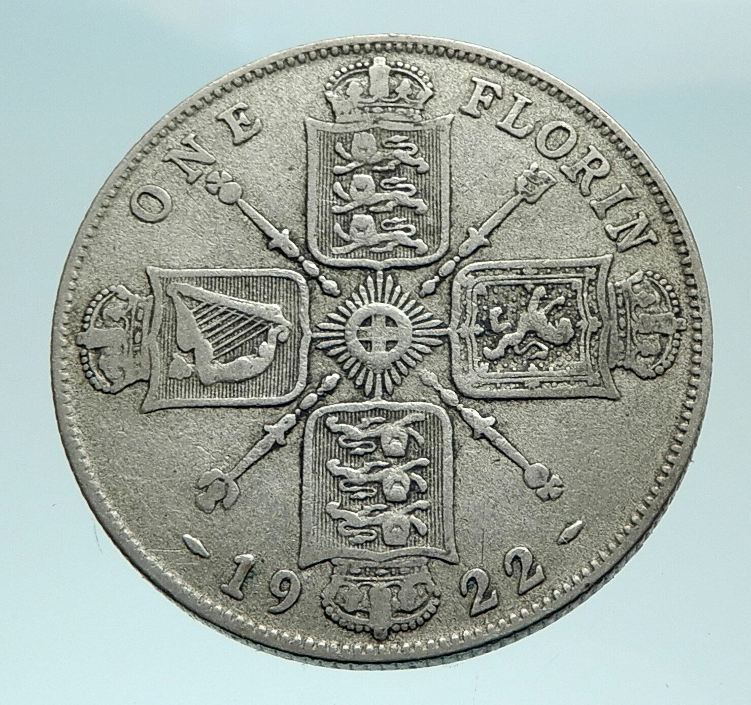 1922 GREAT BRITAIN UK United Kingdom King George V Big SILVER FLORIN Coin i79292