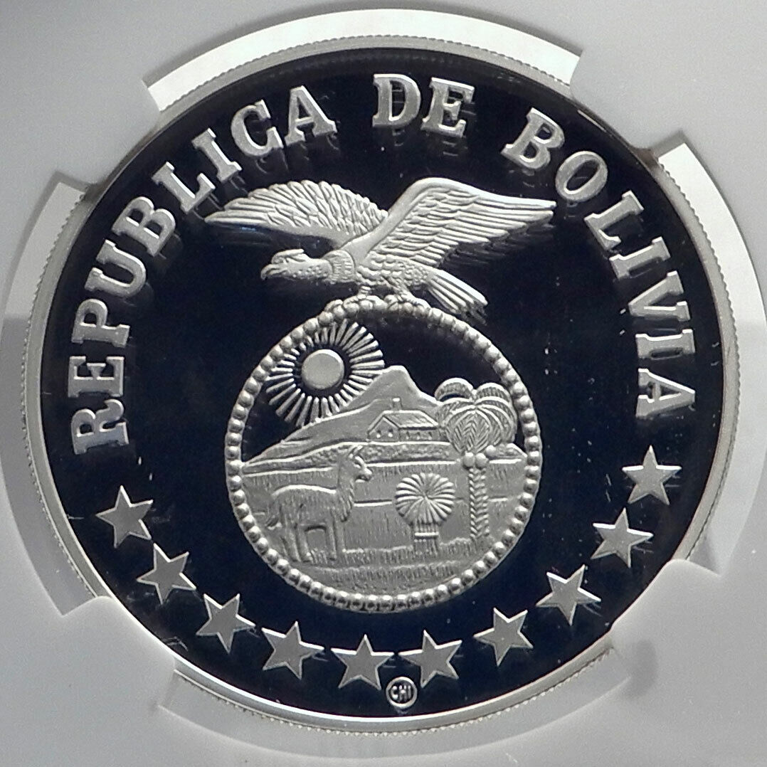 1979 BOLIVIA Genuine Silver Silver S200P Coin SIMON BOLIVAR NGC i79864