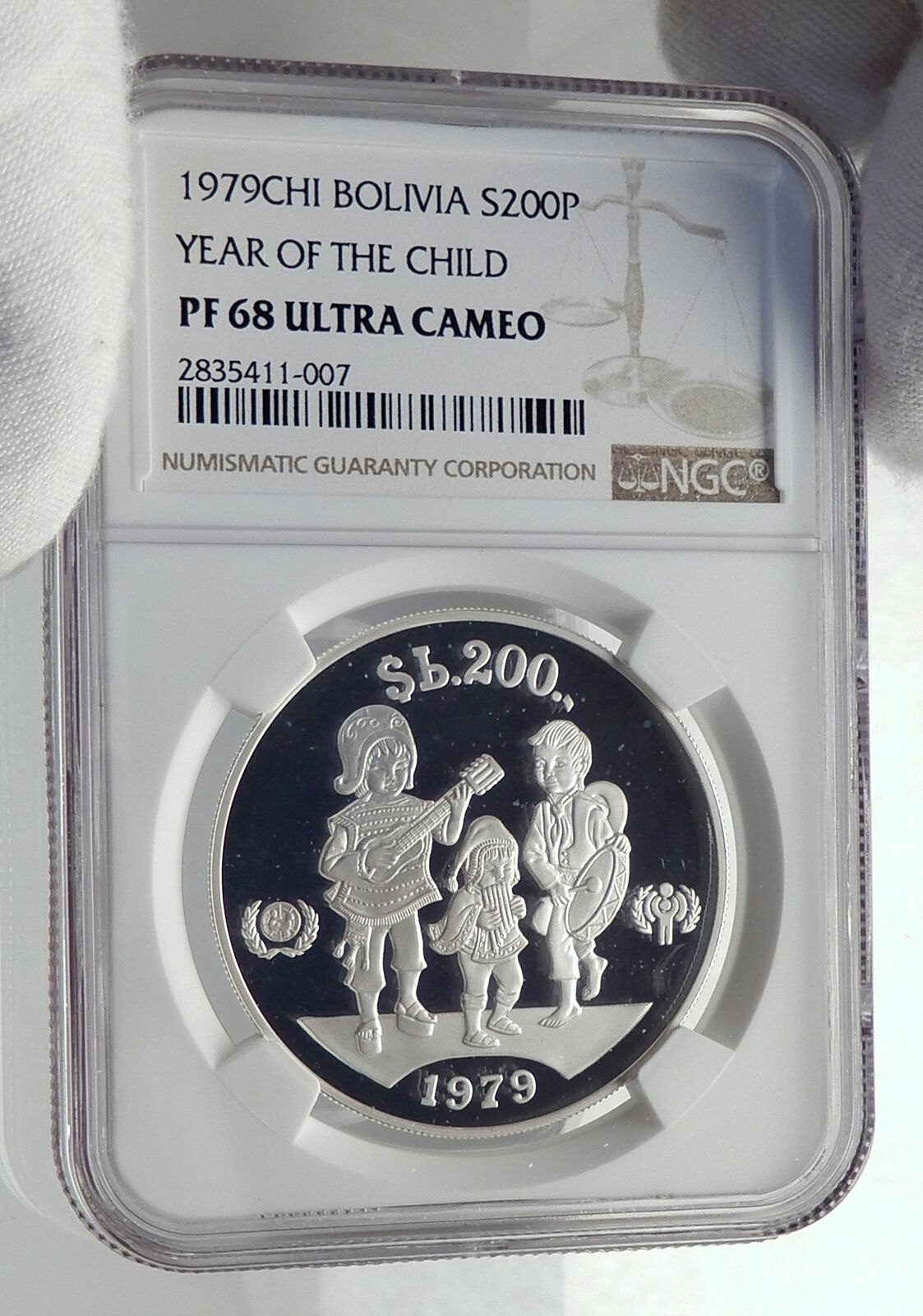 1979 BOLIVIA Genuine Silver Silver S200P Coin SIMON BOLIVAR NGC i79864