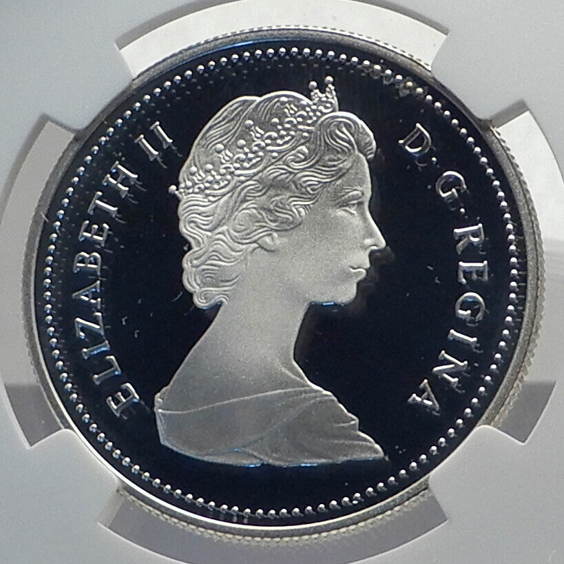 1986 CANADA Vancouver UK Queen Elizabeth II Train Proof Silver Coin NGC i79861