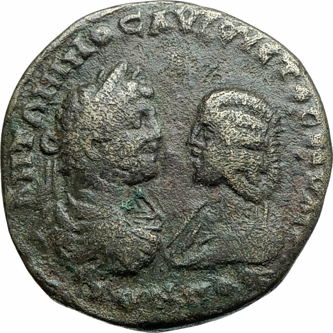 CARACALLA & JULIA DOMNA Marcianopolis Ancient 198AD Roman Coin TYCHE i78937