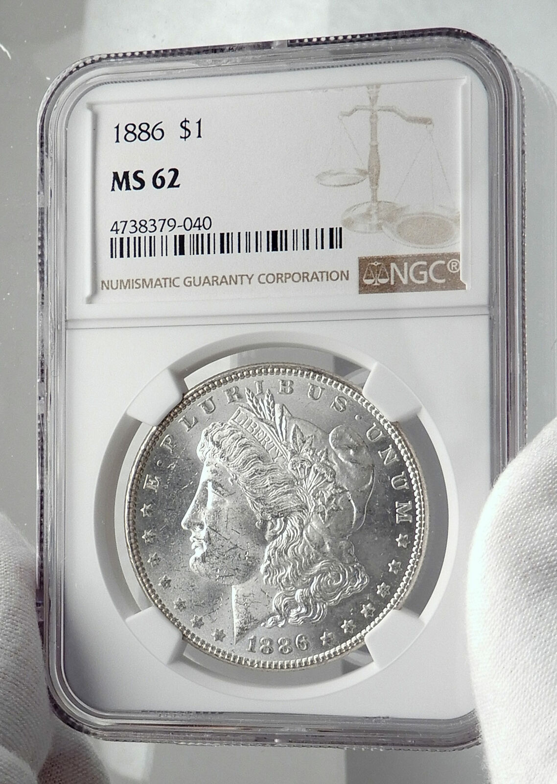 1886 UNITED STATES of America SILVER Morgan US Dollar Coin EAGLE NGC MS i80058