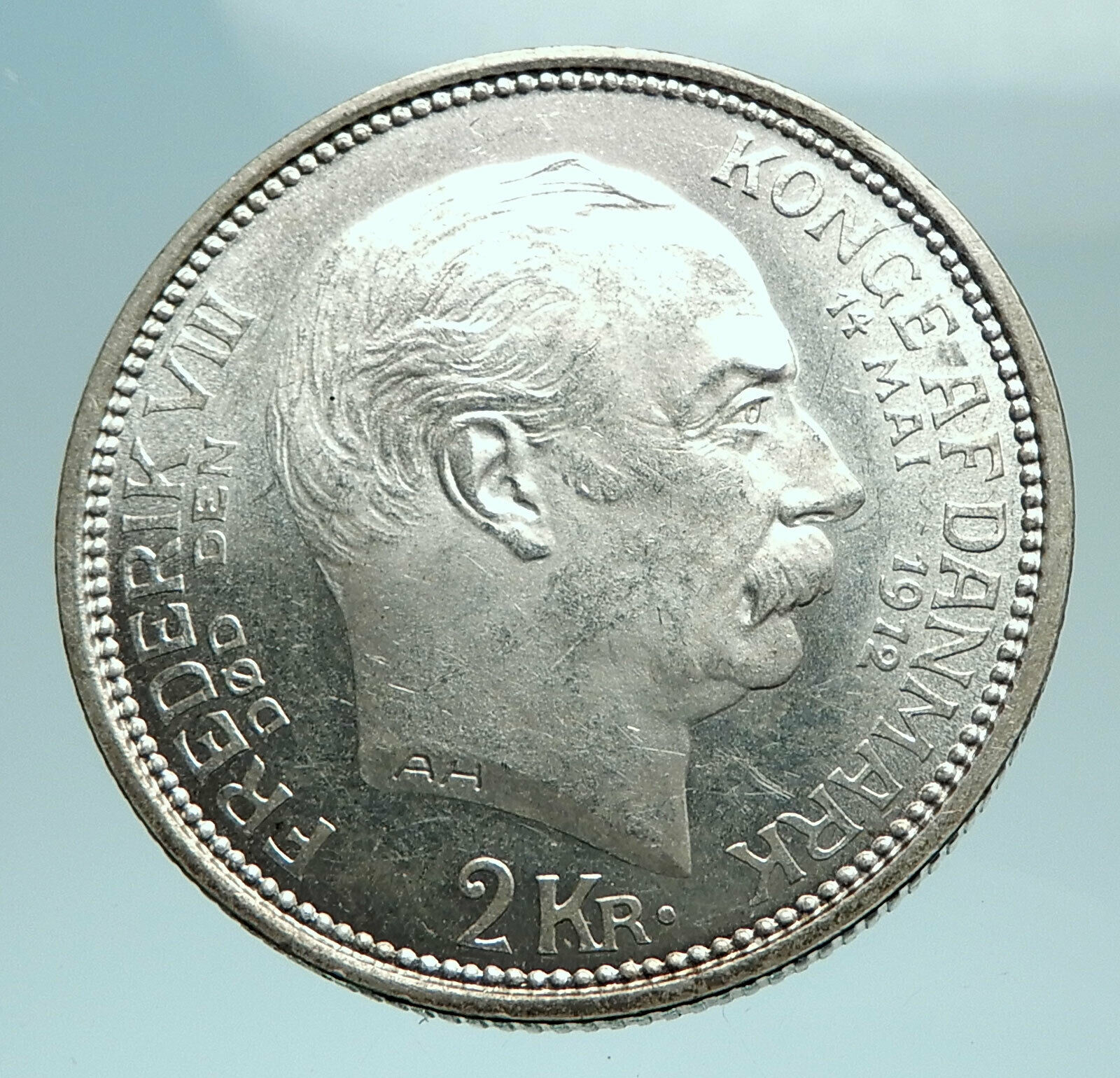 1912 DENMARK Kings CHRISTIAN X FREDERIK VIII Genuine Silver 2 Kr Coin i79442