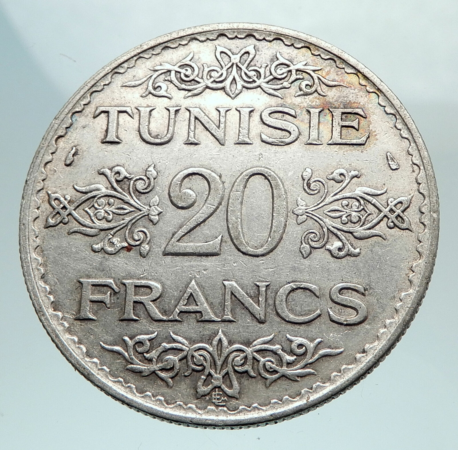 1934 TUNISIA Crown Prince Genuine Silver 20 Francs Tunisian Coin i80161
