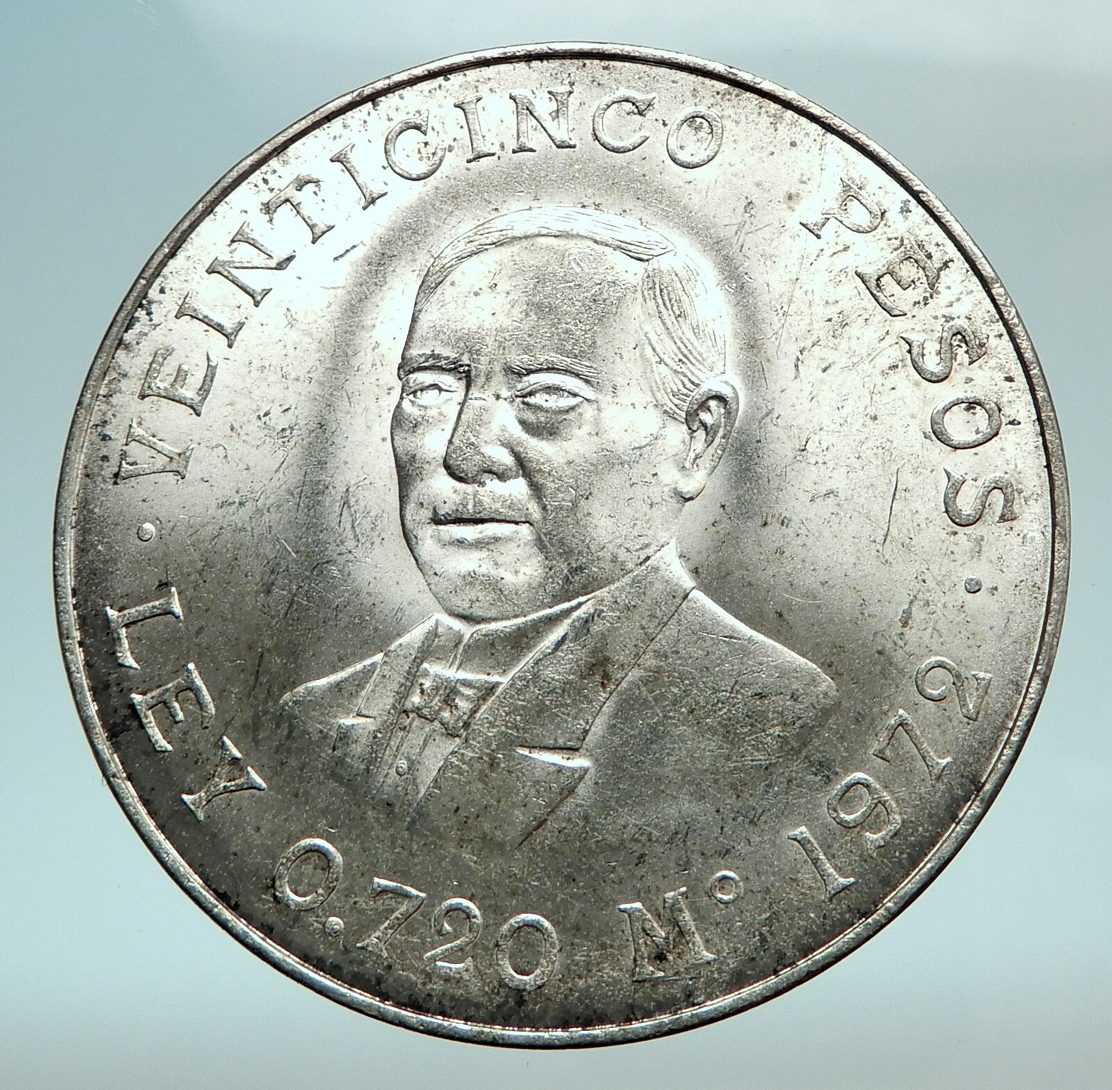 1972 MEXICO President Garcia MEXICAN Antique Genuine SILVER 25 Pesos Coin i79783