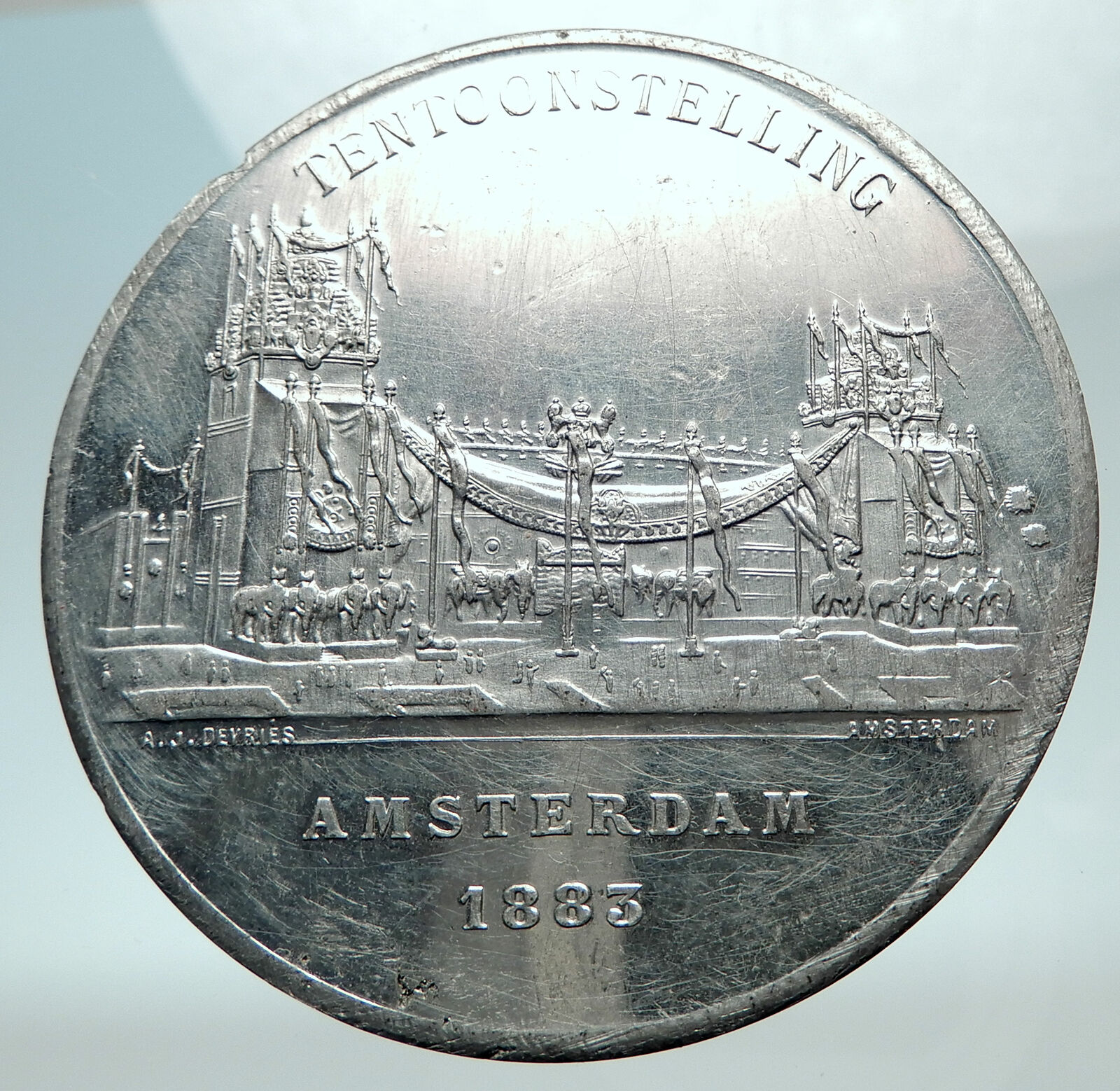 1883 NETHERLANDS Amsterdam International Colonial Expo Genuine Medal i80584