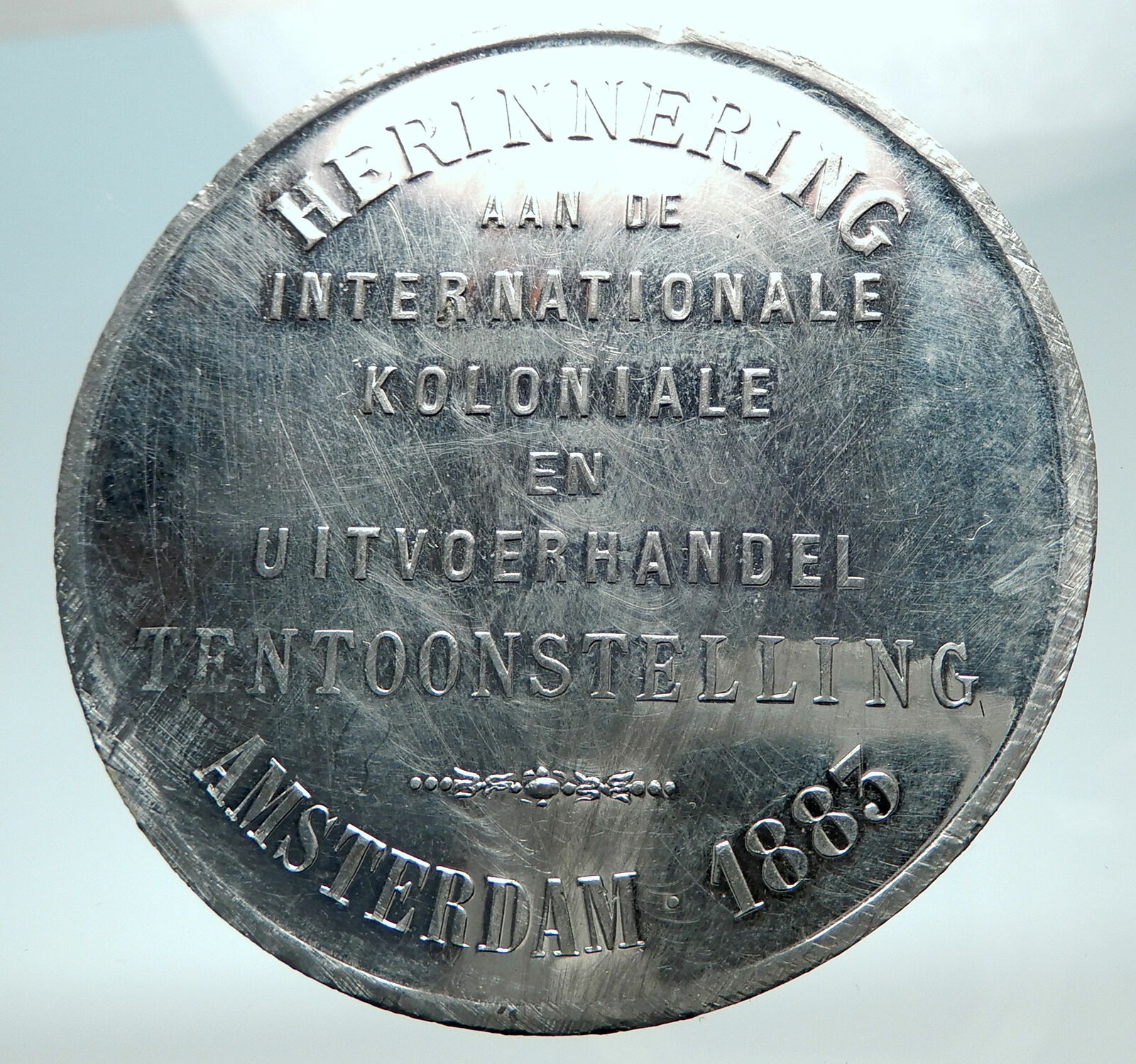 1883 NETHERLANDS Amsterdam International Colonial Expo Genuine Medal i80584