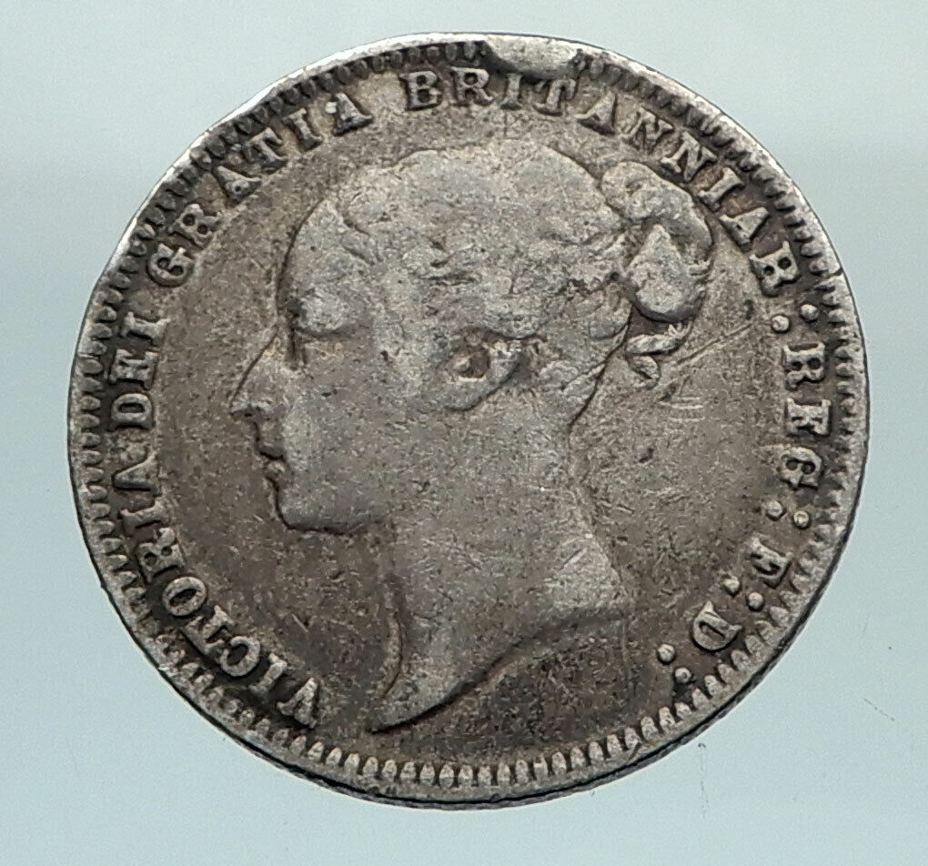 1878 UK Great Britain United Kingdom QUEEN VICTORIA Sixpence Silver Coin i80322