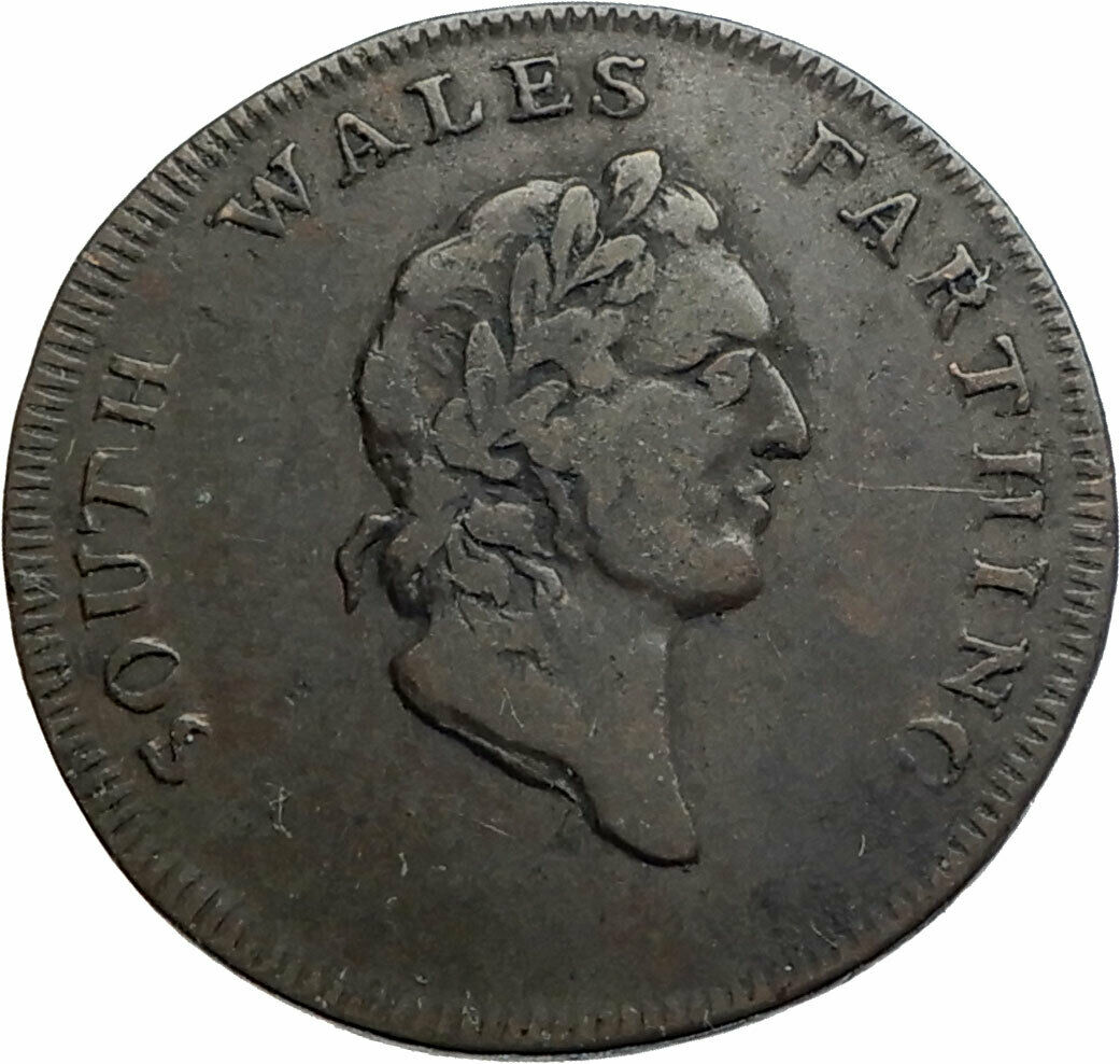 1793 ENGLAND GEORGE IV as South Wales PRINCE Antique Conder Token Coin i80290