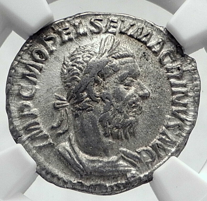 MACRINUS Authentic Ancient 217AD Rome Silver Roman Coin FELICITAS NGC i80633