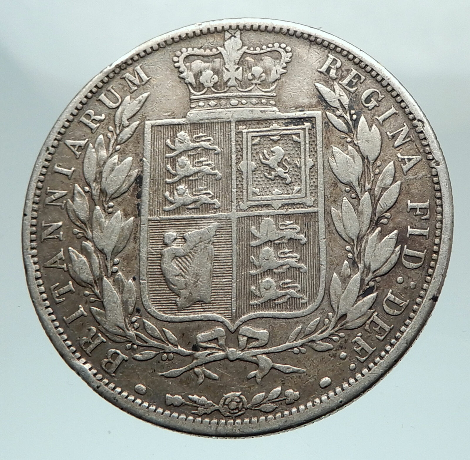 1884 UK Great Britain United Kingdom QUEEN VICTORIA 1/2 Crown Silver Coin i80306