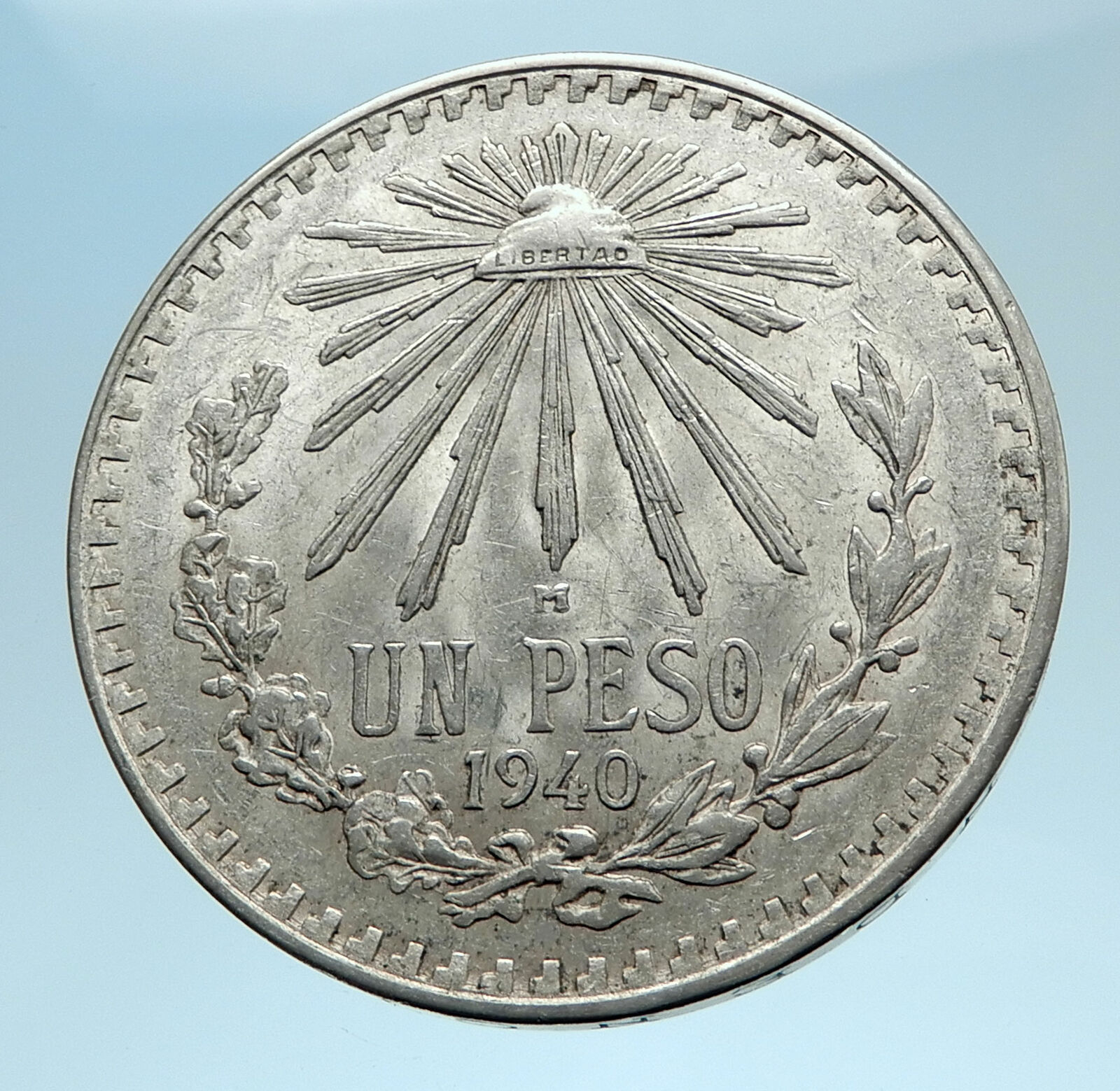 1940 M MEXICO Large Eagle Liberty Cap Mexican Antique Silver 1 Peso Coin i77780