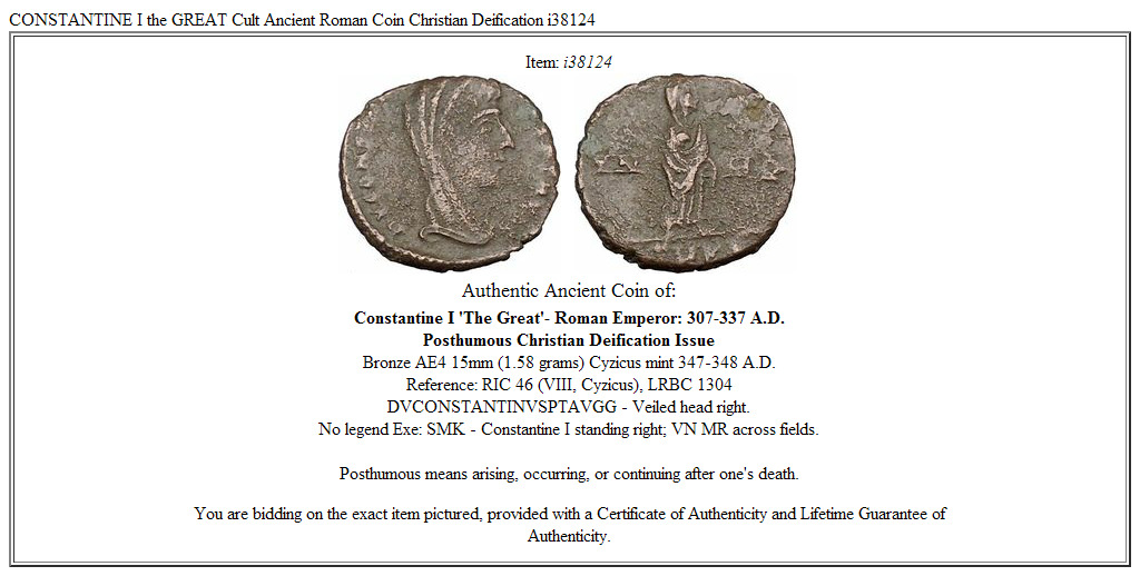 Divus Saint CONSTANTINE I the GREAT 347AD Authentic Ancient Roman Coin i38124